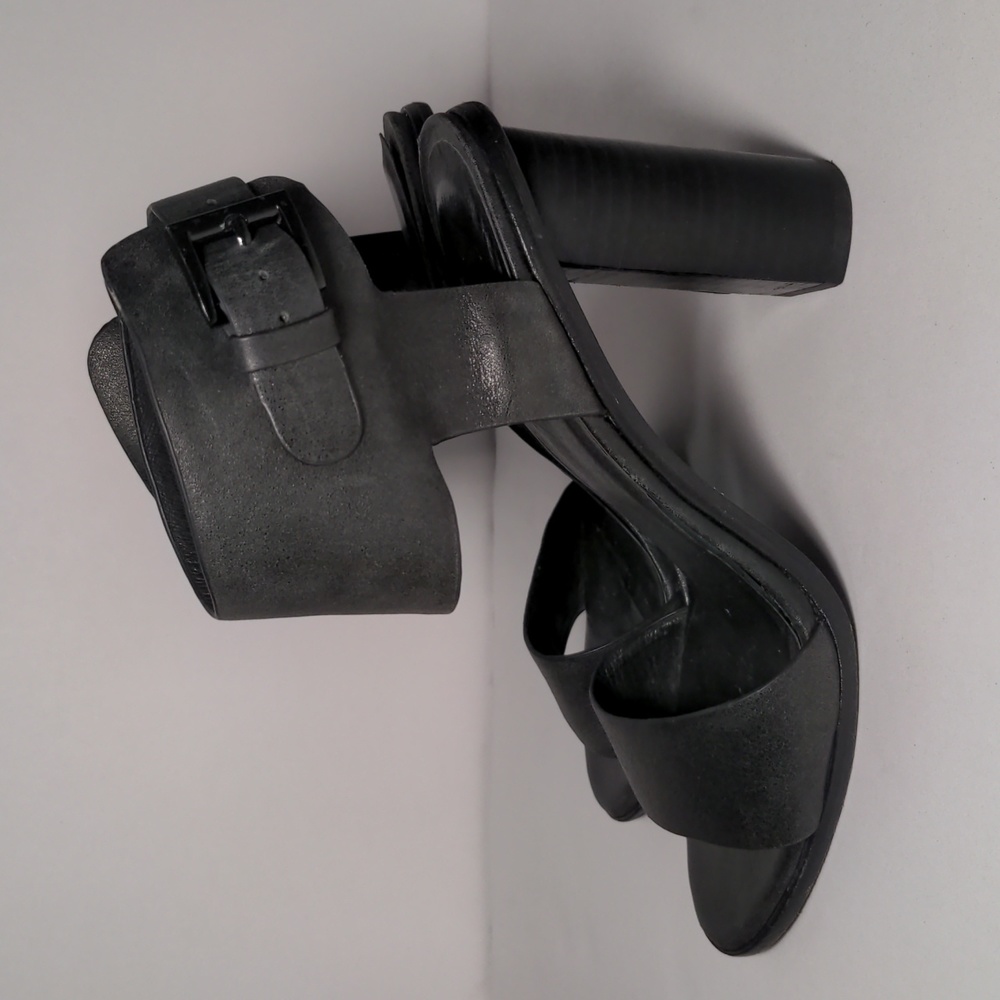 Joie Opal Sandals Black Leather Heels  Strappy Chunky Sz 38.5 US Sz 8